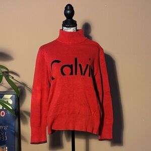 Calvin Klein Bold Red Turtleneck Sweater